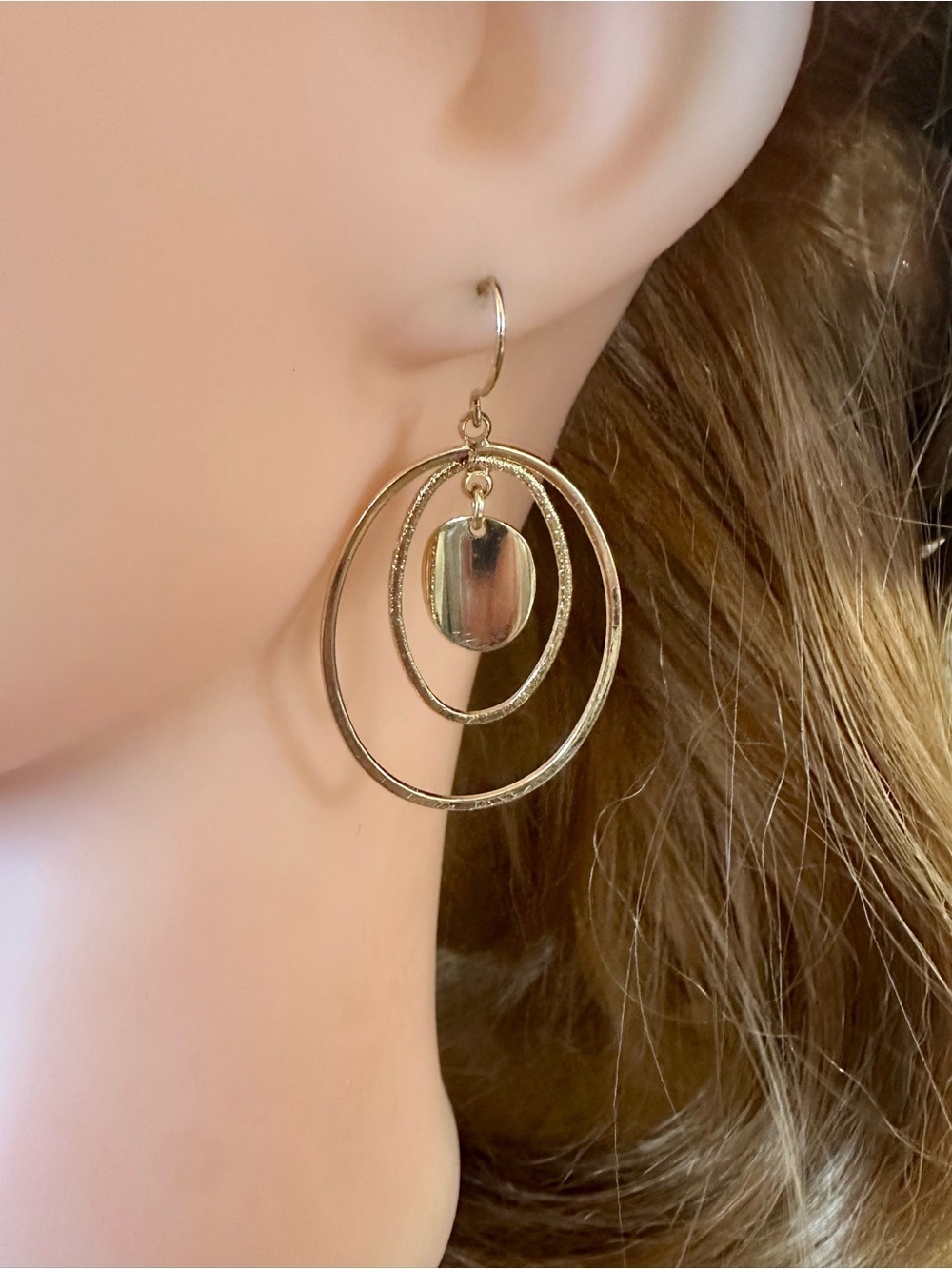 Gold Geometric Earrings with Minimalist Design Double Hoop Earrings Gold Plated